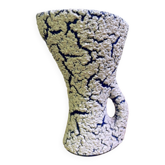 Petit vase crispé bleu et blanc années 70