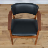 Fauteuil en teck et cuir danois du milieu du siècle, années 1970