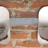 Pair of stainless steel and glass wall lights