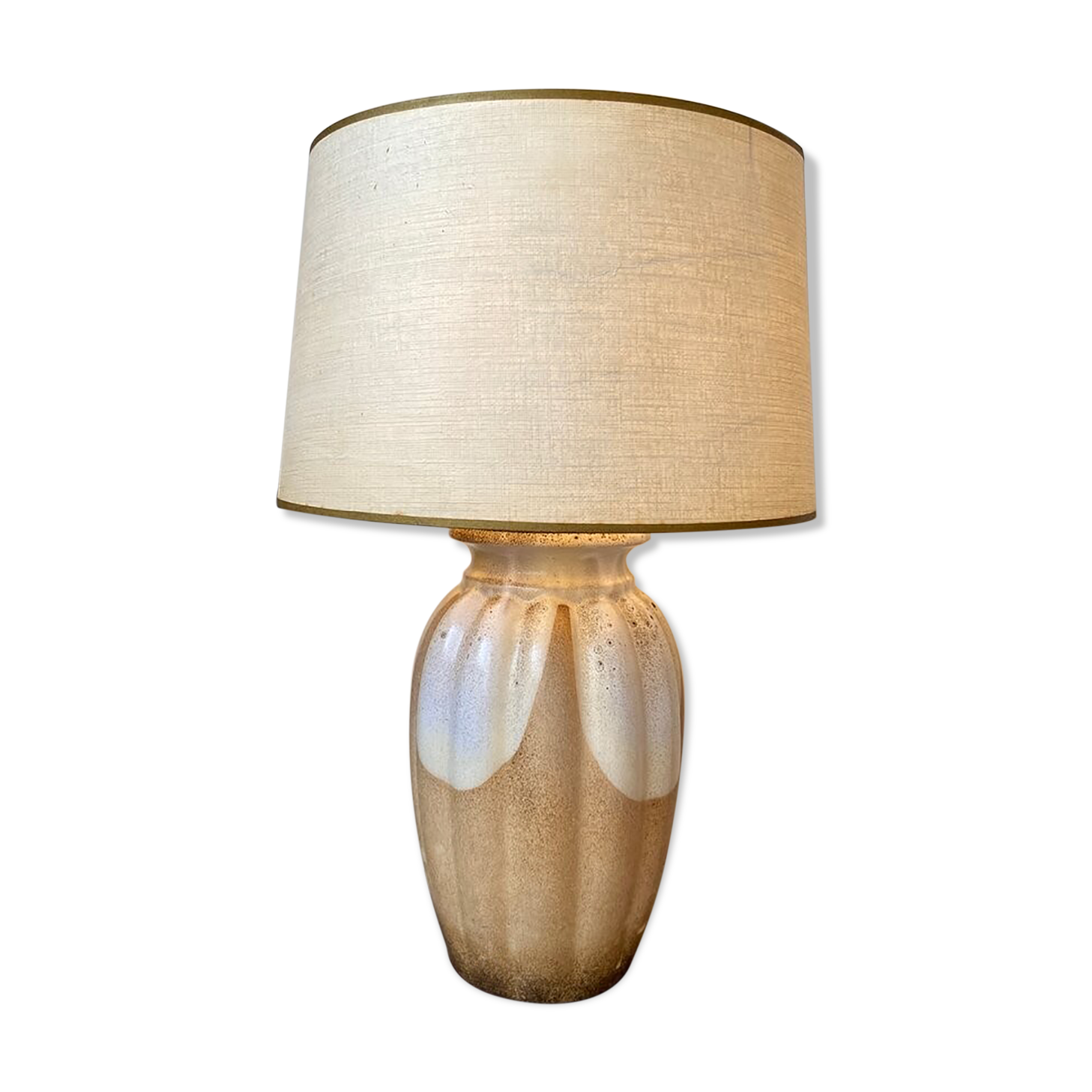 Table lamp in glazed ceramic and beige paper
