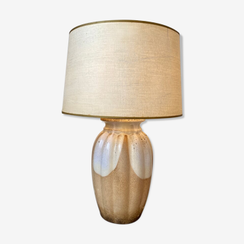 Lampe de table en céramique émaillée et papier beige