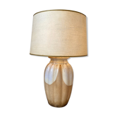 Lampe de table en céramique émaillée et papier beige