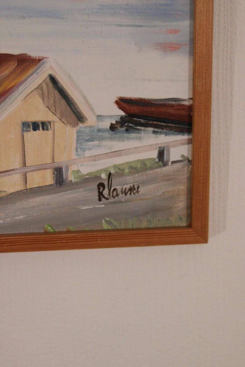 Mid Century Oil on Canvas – “Port View” by Rita Hansen – Vintage & Framed