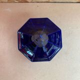 Ancienne bonbonnière boite à bijoux céramique bleu cobalt & dorée vintage