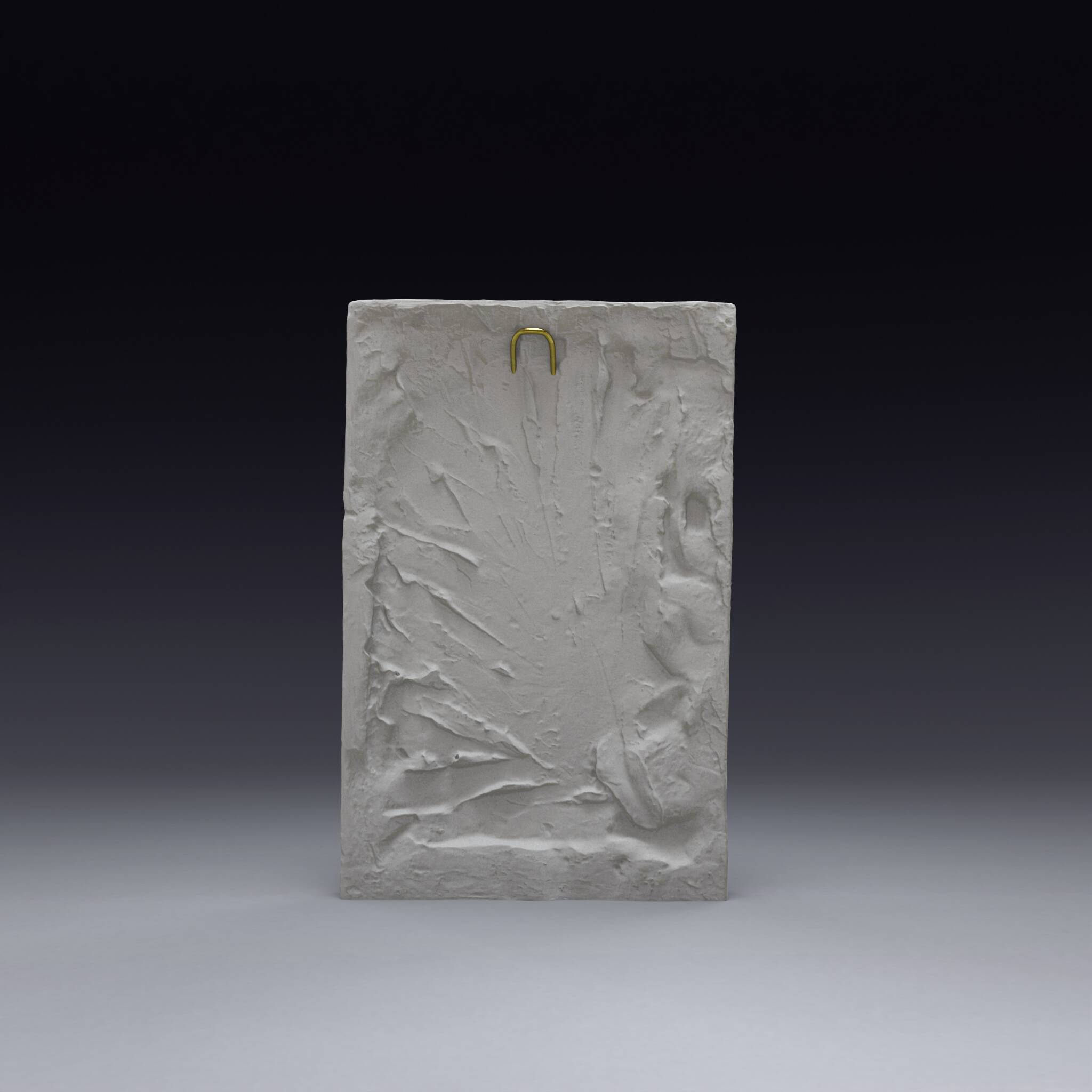 Plaster bas-relief depicting an acanthus leaf, inspired by Roman art.