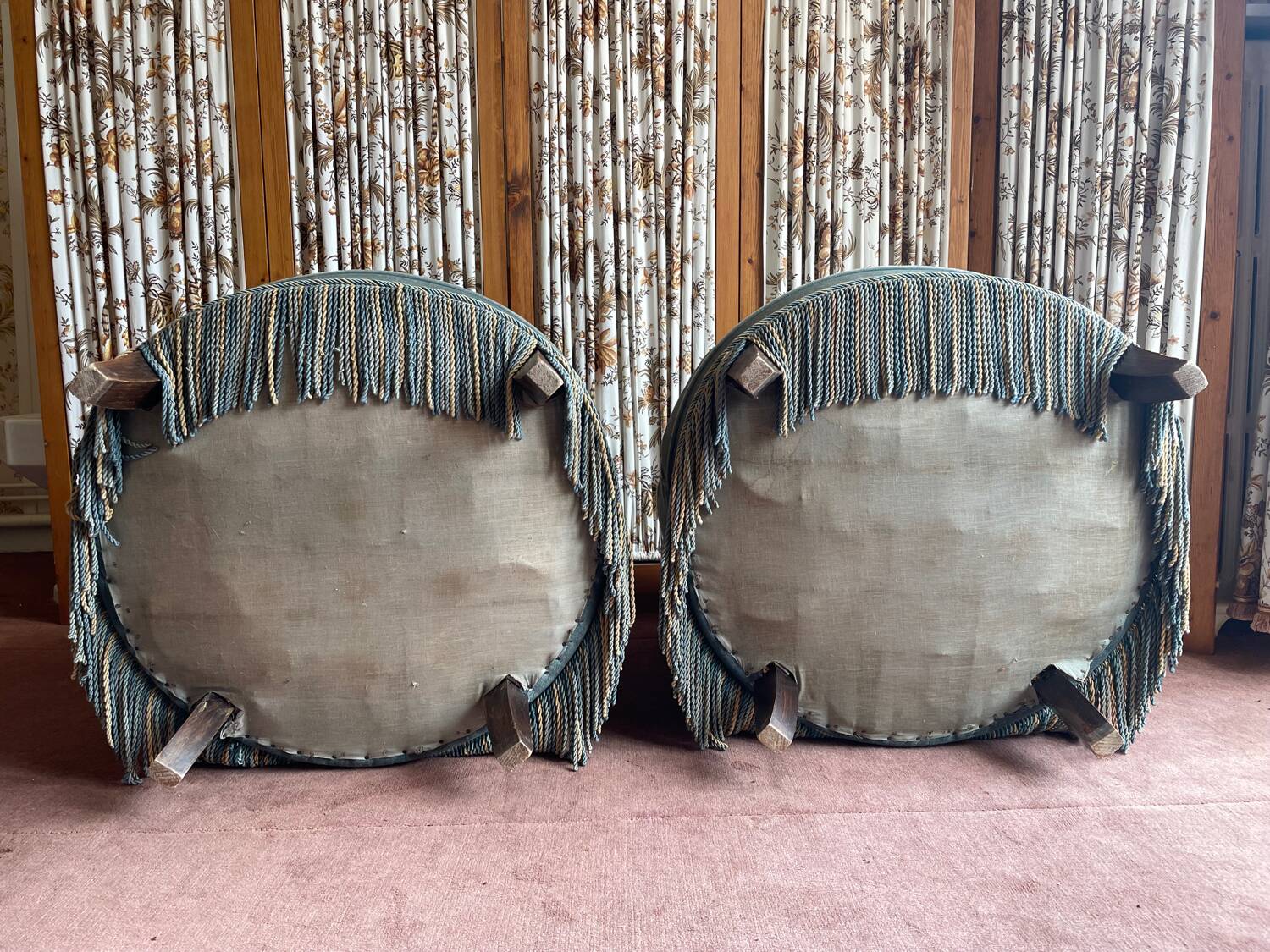 Old sky blue toad armchairs