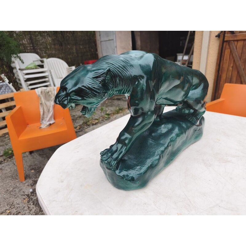 Plaster sculpture "panther" by Charles Valmont