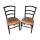 Pair of chairs napoleon 3 black wood & seat velour pink vintage #a196