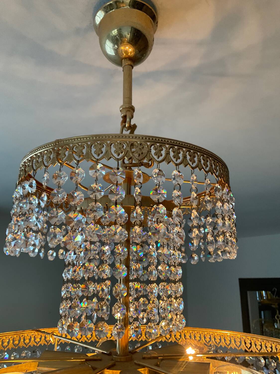 Vintage Crystal Tassel Cascade Chandelier