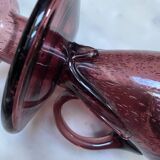 Vintage blown glass candle holder in purple Biot