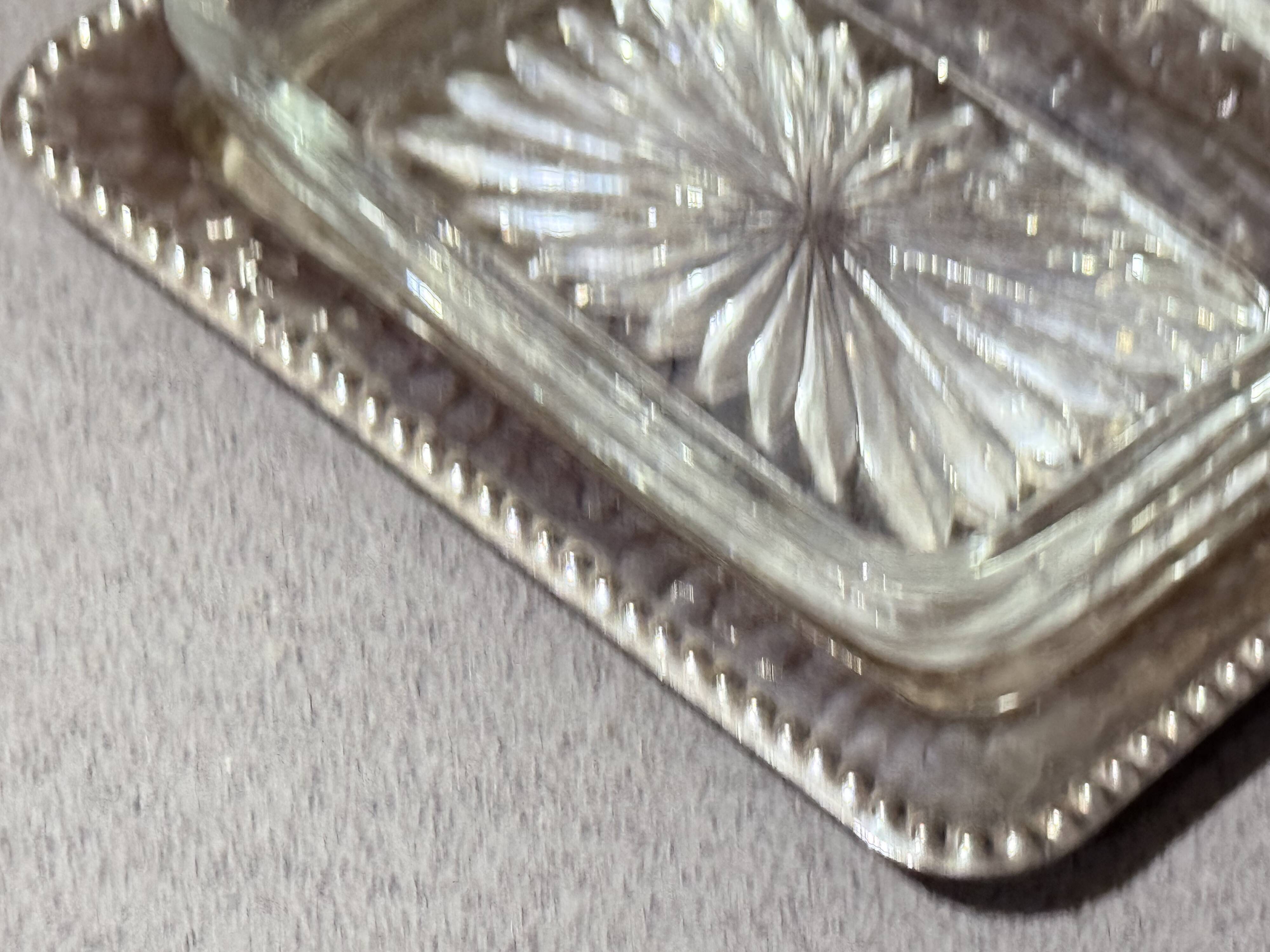 Art Deco Silver Plated Toast Rack, Matching Hammered Tray Crystal Butter Dishes