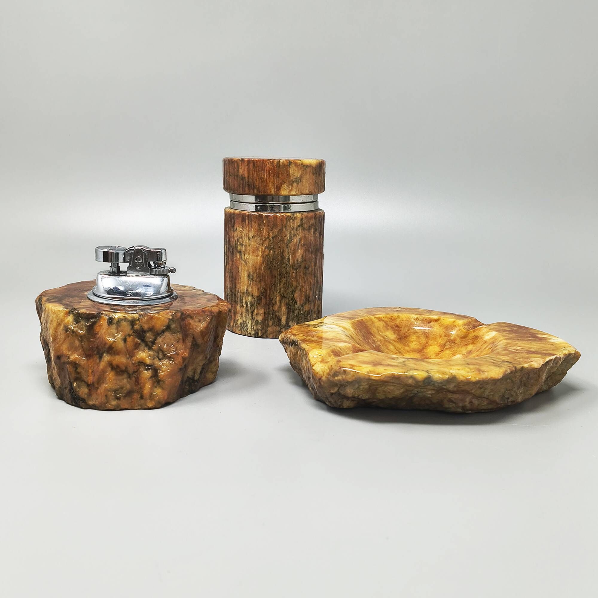 1960s Mid-Century Modern Italian Alabaster Smoking Set by Romano Bianchi -