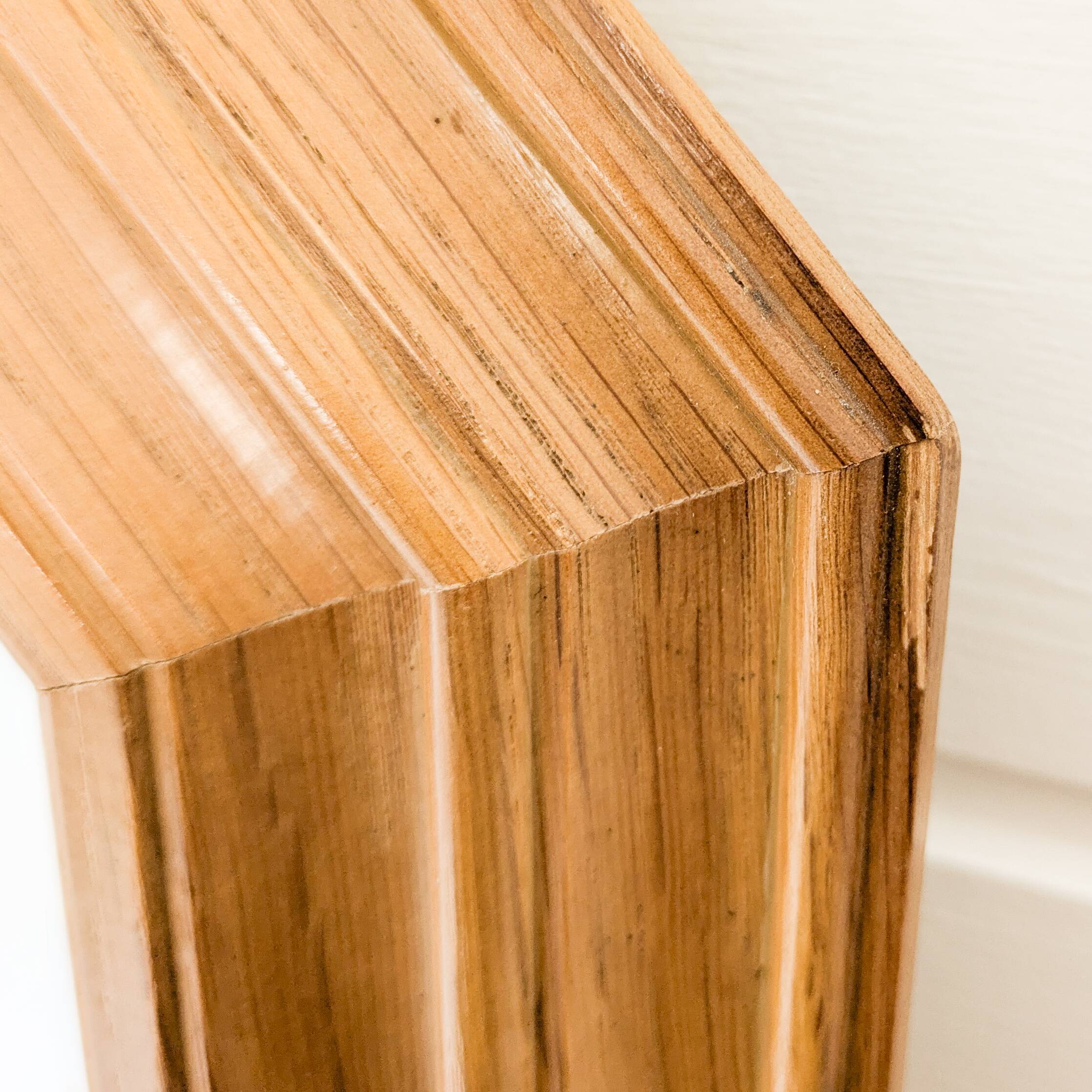 Miroir vintage octogonal en bois massif, style Mid-Century