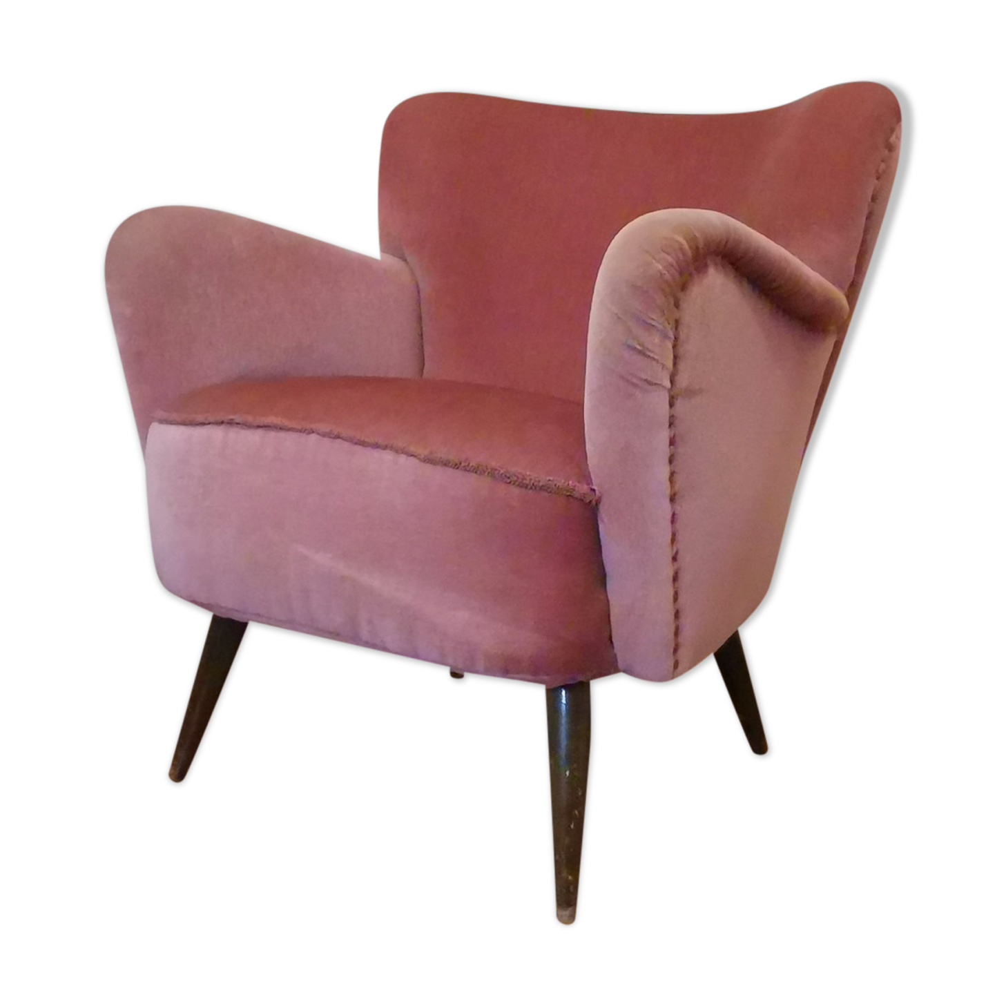 50s 60s armchair pink velvet