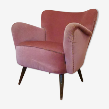 armchair organic years 50 60 pink velvet