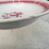 Plat creux de service vintage Badonviller art déco fleurs rouge