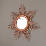 rattan sun mirror 70cm, 60s.