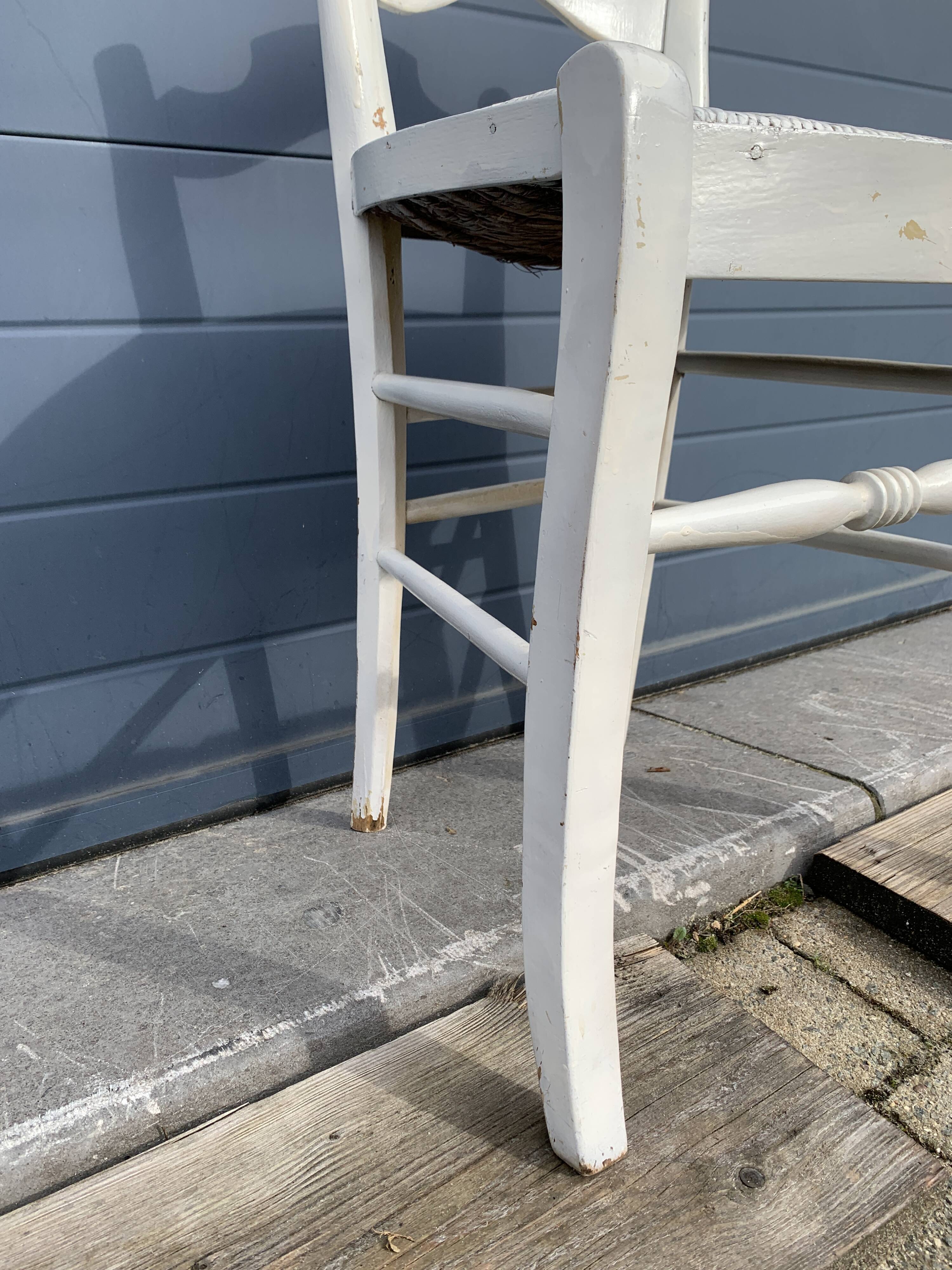 Vintage mulched stool painted white