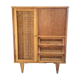 Rattan cabinet with integrated illuminating secretary vintage 1960