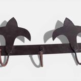Antique French Provincial Wrought Iron Coat or Hat Rack with Fleur-de-Lis