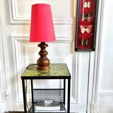 Turned wood lamp with vintage cone shade