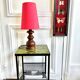 Turned wood lamp with vintage cone shade