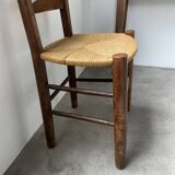 Rustic oak straw chair