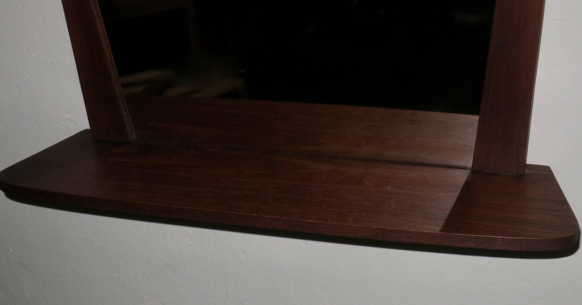 Danish teak wall mirror with shelf, 1960s