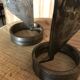 Signed zoomorphic iron candle holders