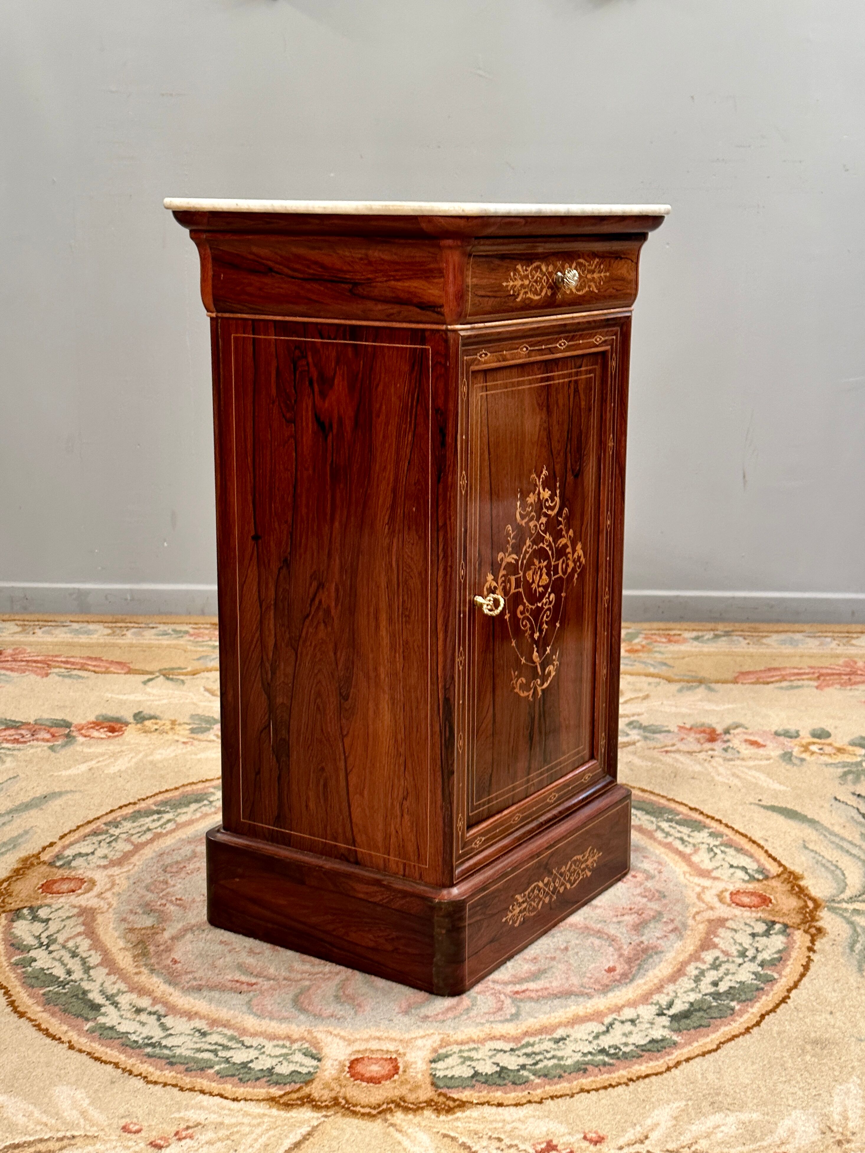 Bedside of the period Charles X in marquetry XIXth
