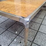 Coffee table, wood and steel, Guy Lefevre style, 70's – France
