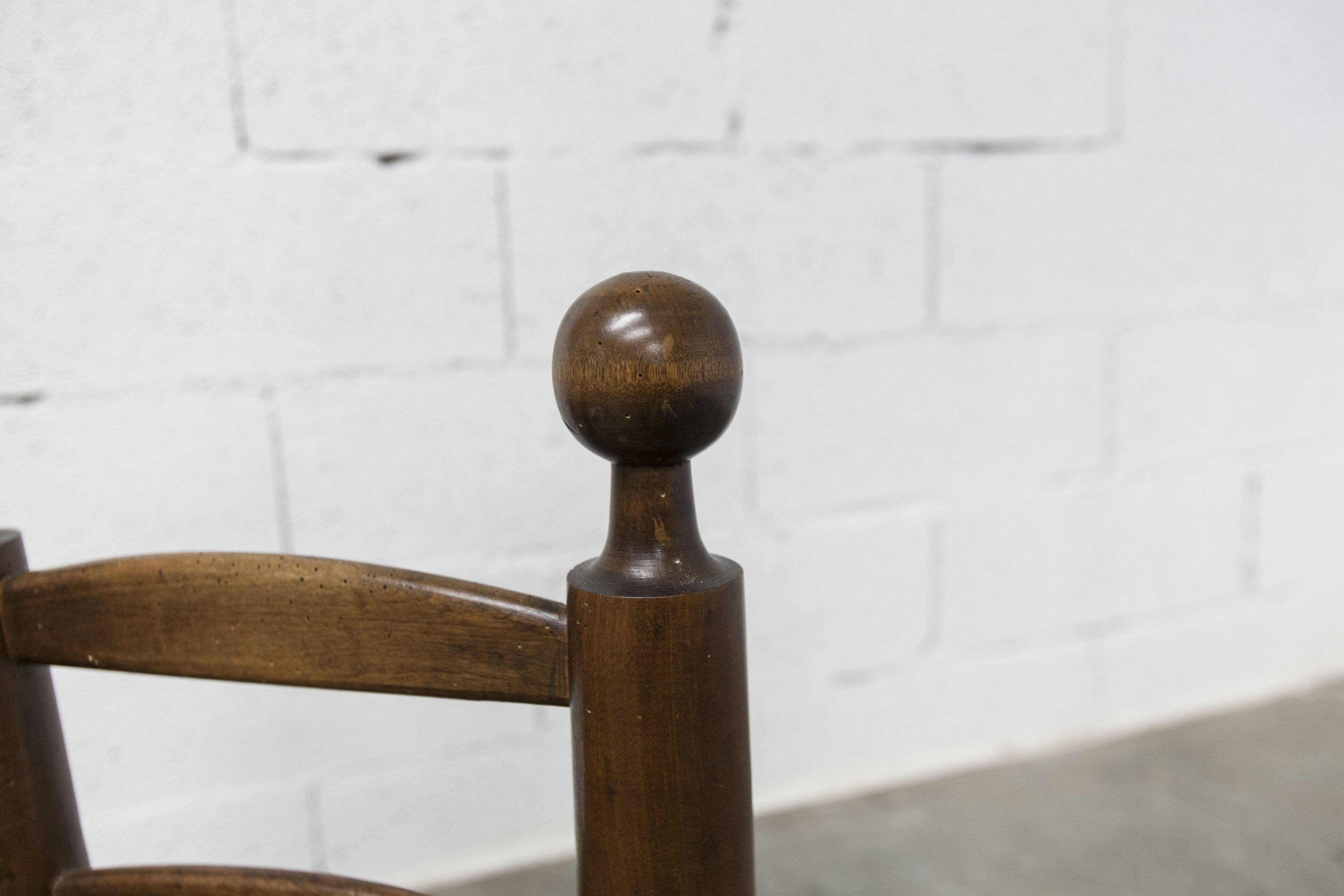 Brutalist children's chair by Charles Doudouyt 1960 oak and wicker