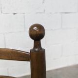 Brutalist children's chair by Charles Doudouyt 1960 oak and wicker