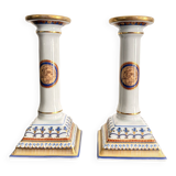 Old Pair of Porcelain Candle Holders Alegre Maison Mottahedeh Chinese Model Lu
