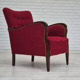 1950s, Danish design, armchair, original condition, red cotton-wool fabric.