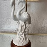 Porcelain lamp with pink flamingos from the 1980s.