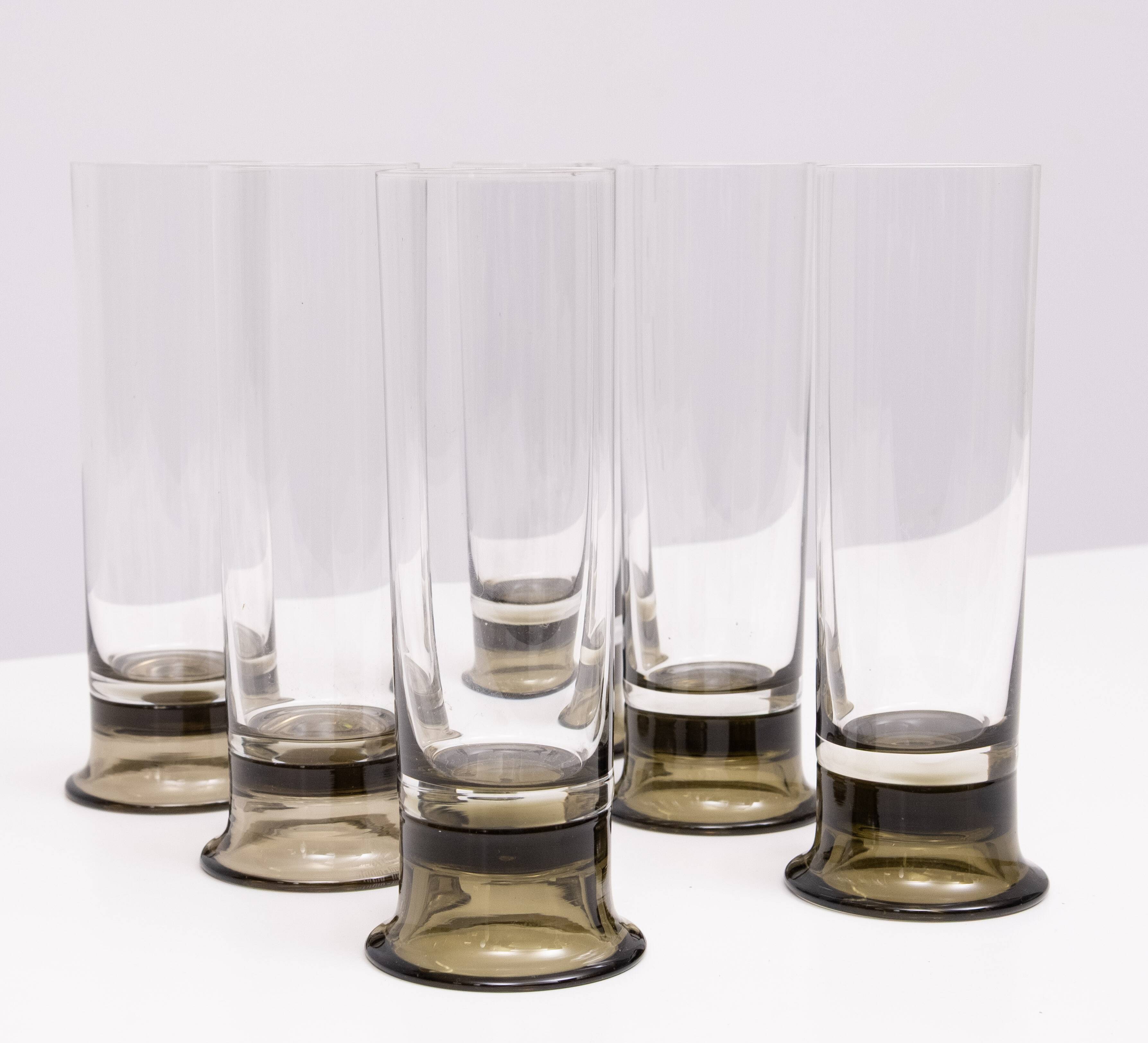 Set of Six Smoked Glass Beer Glasses by Rosenthal, 1970s