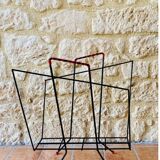 Vintage black metal magazine holder, circa 50's