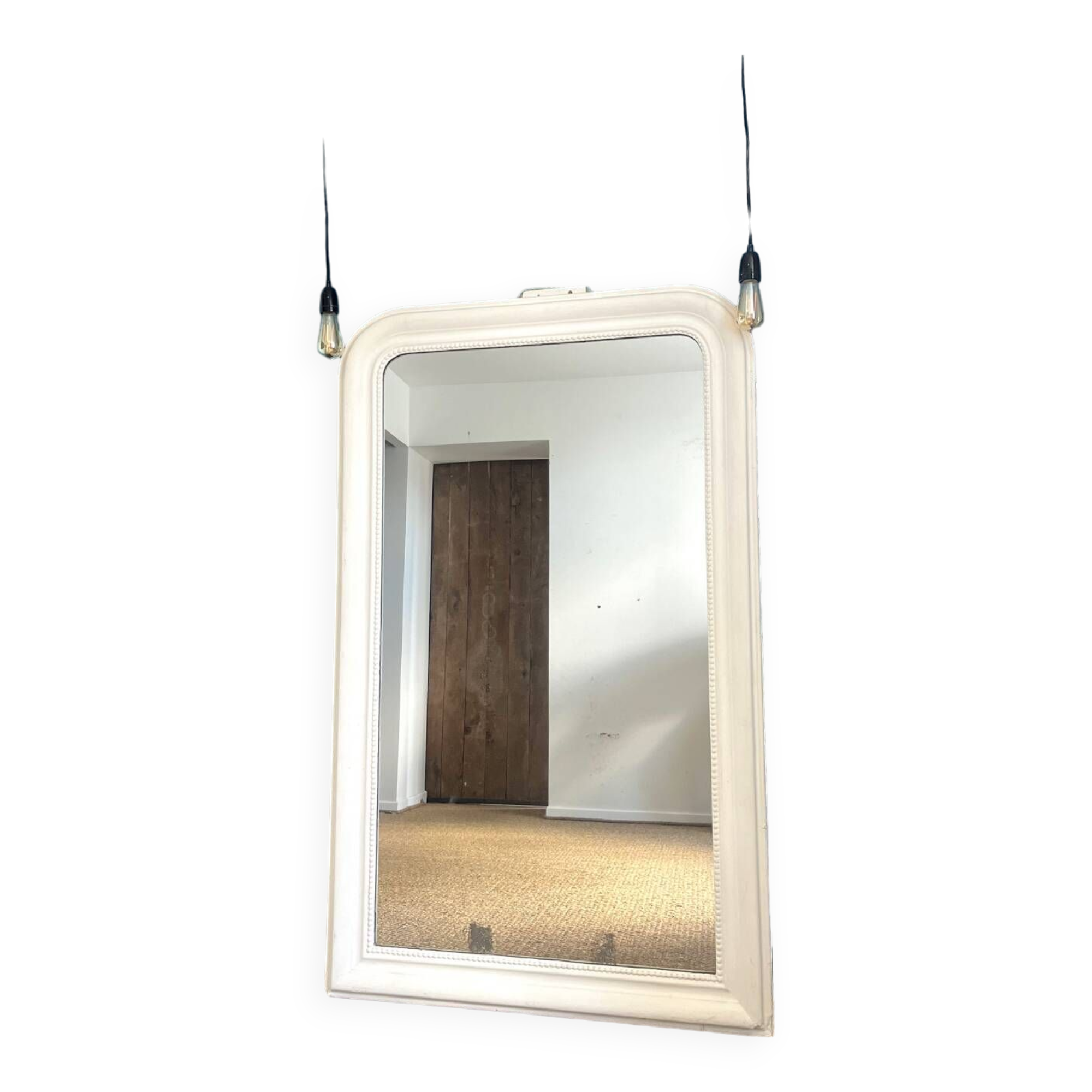Antique Louis-Philippe beaded mirror, mercury glass
