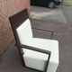 Old armchair white leather art deco design André sornay