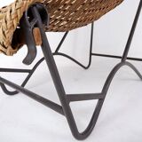 John Risley Style High-back Lounge Chair Solid Iron / Wicker Fran