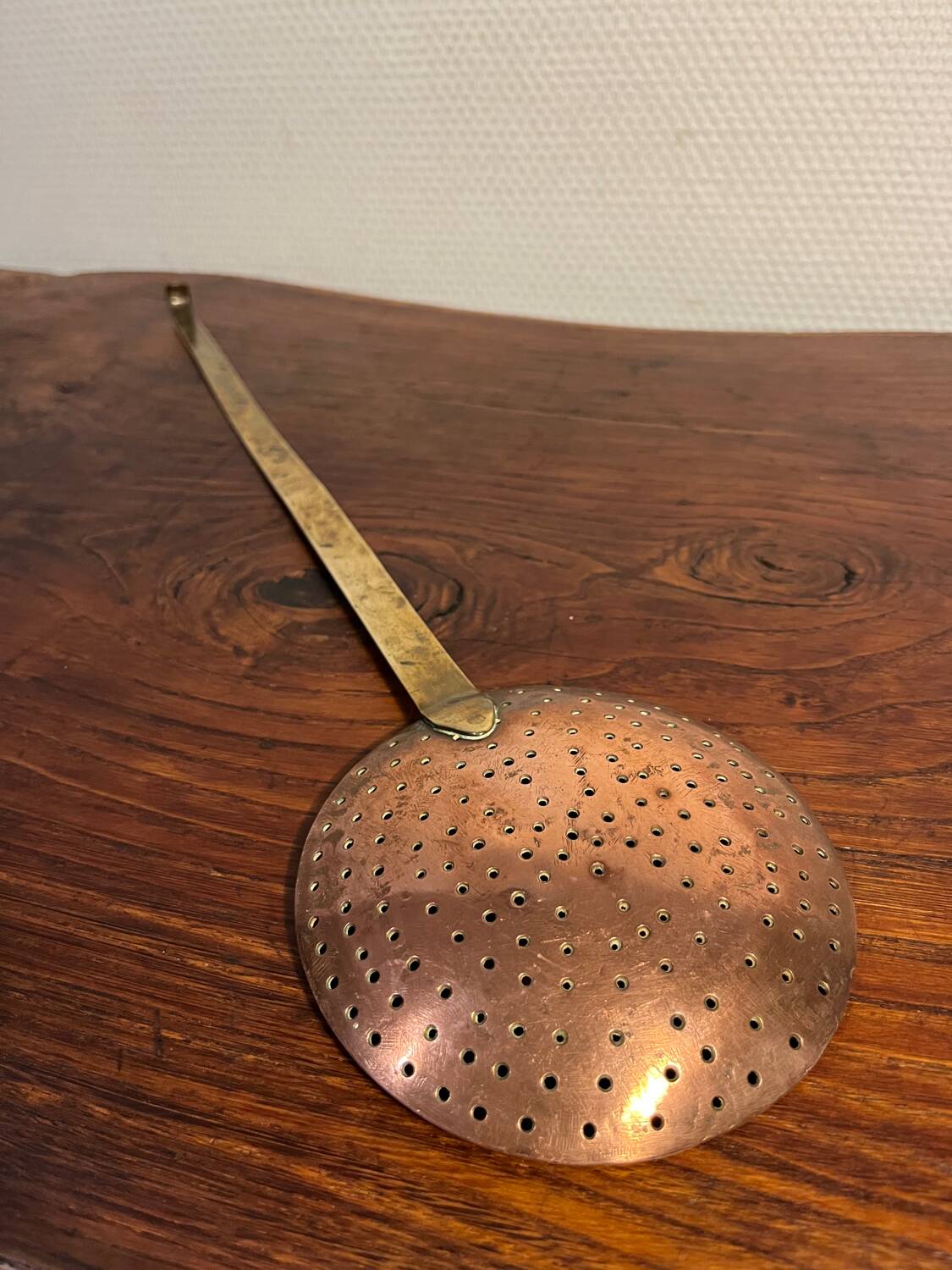 Copper and brass skimmer ladle from the 50s
