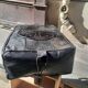 Vintage leather pouf