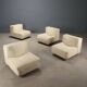 Lot de 4 fauteuils Arflex 9000 vintage en tissu, design Tito Agnoli, années 1970