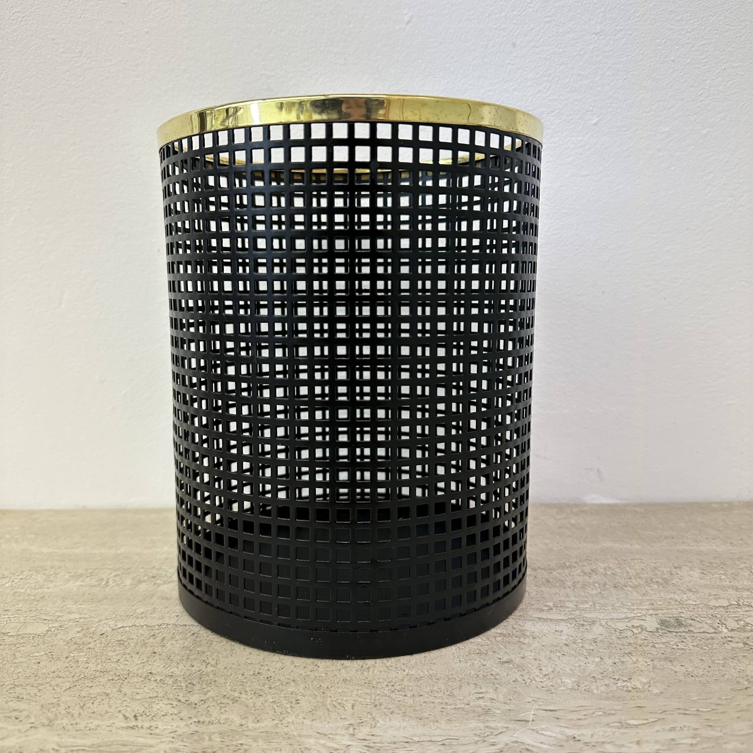 Mid century design perforated metal basket / bin , 1970s