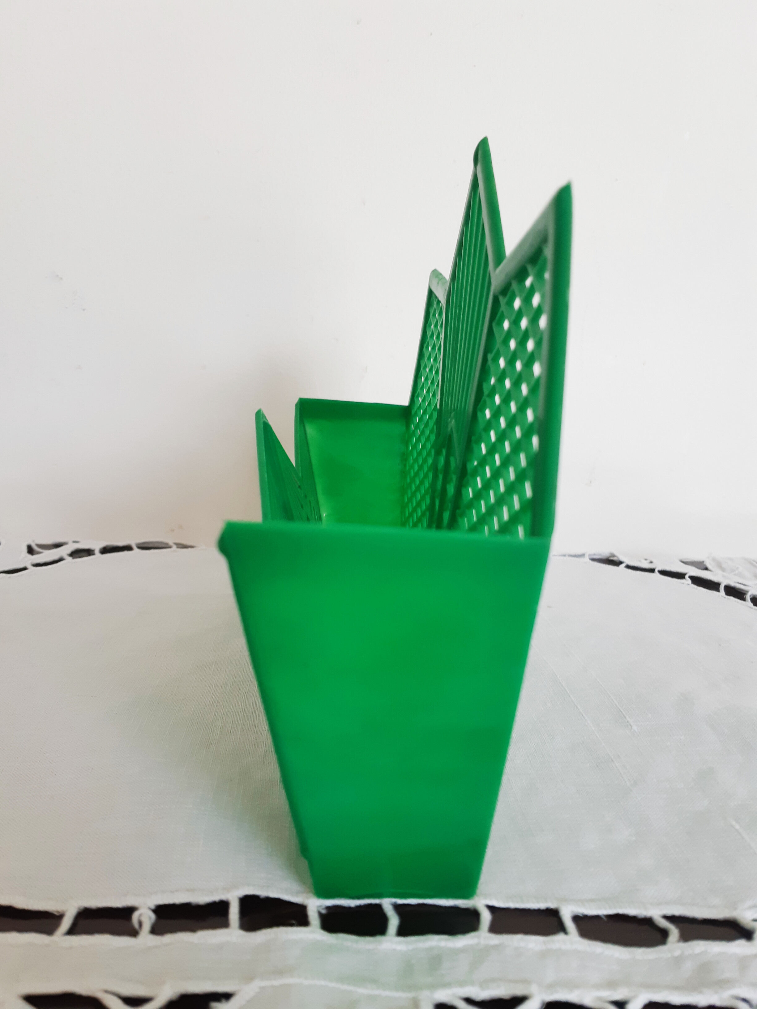 Vintage green plastic mail rack, 50s