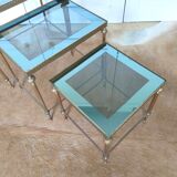 Gold and smoked mirror glass nesting tables