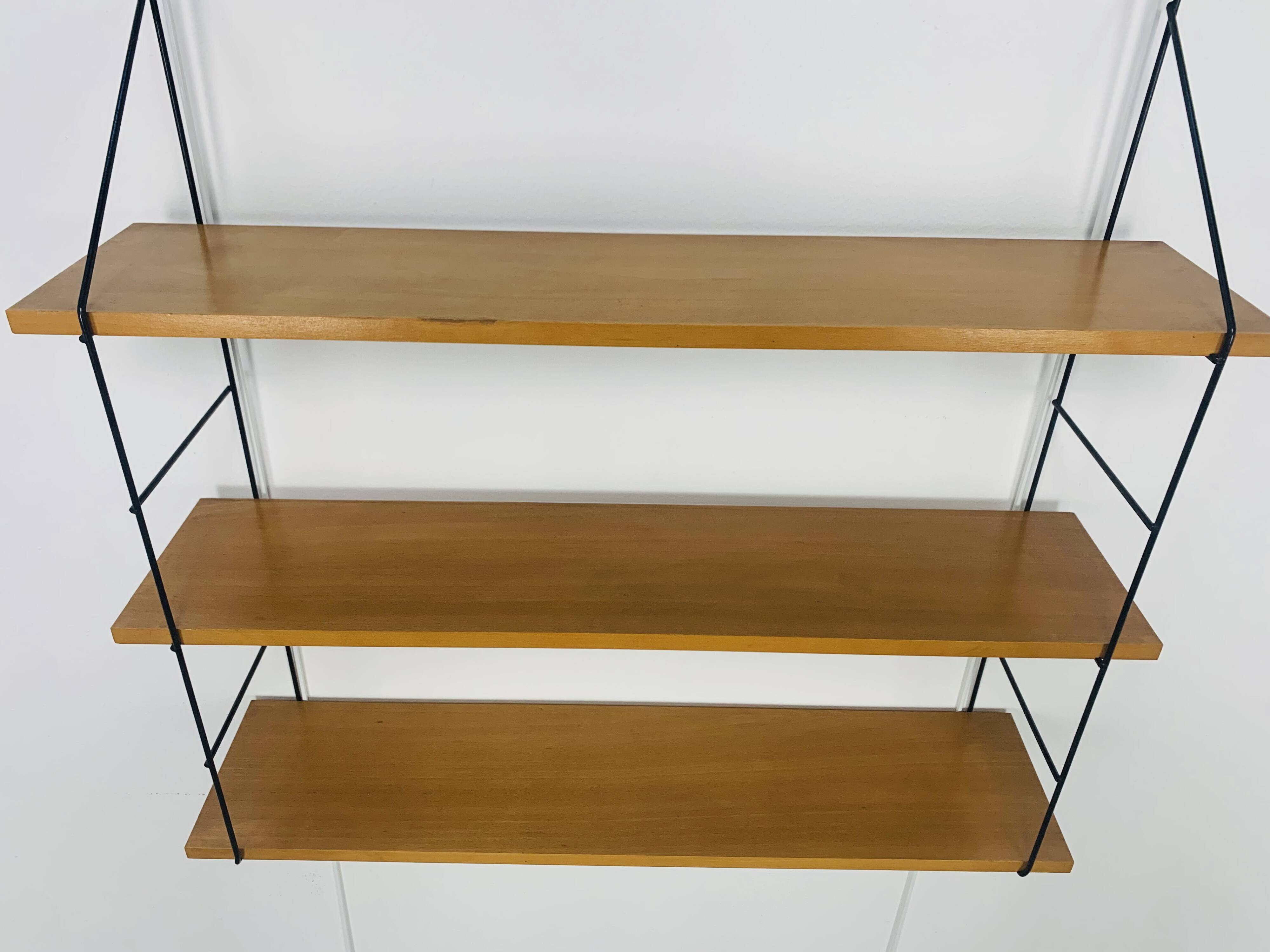 Wooden and metal string shelf, 1960s