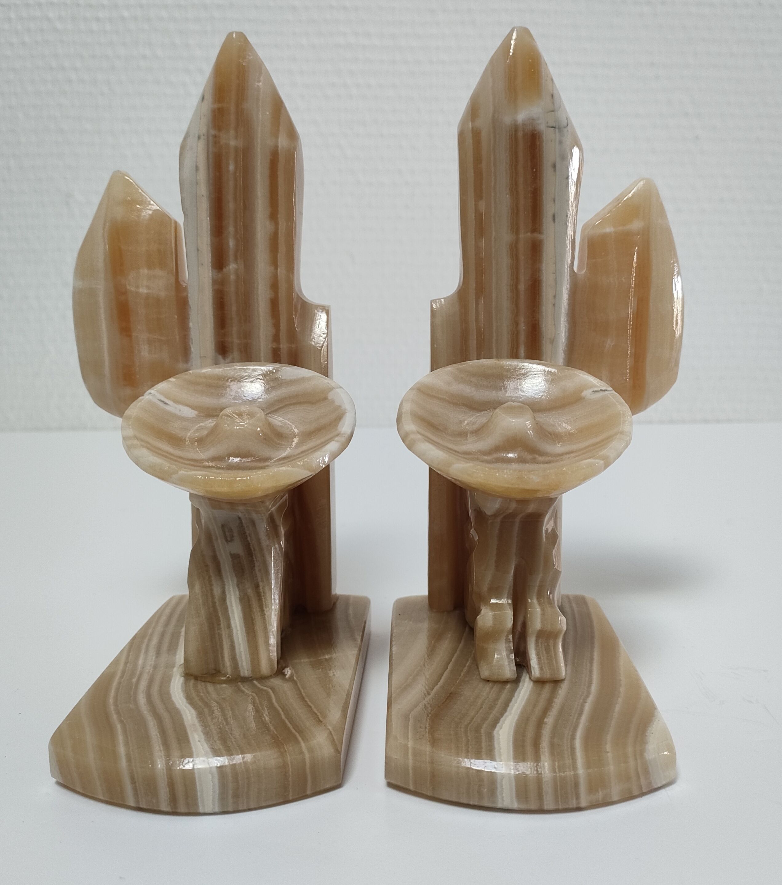 Pair of vintage Mexican cactus onyx bookends