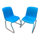 Duo of vintage Grofilex blue nursery children's chairs